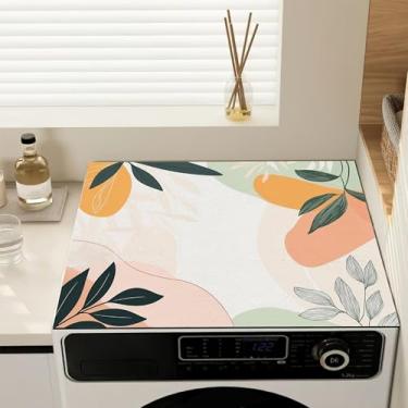 Imagem de Capas de lavadora e secadora de plantas Boho para a parte superior, capa de máquina de lavar antiderrapante, protetor de cobertura à prova de poeira para lavanderia e cozinha, 59,9 cm x 50 cm