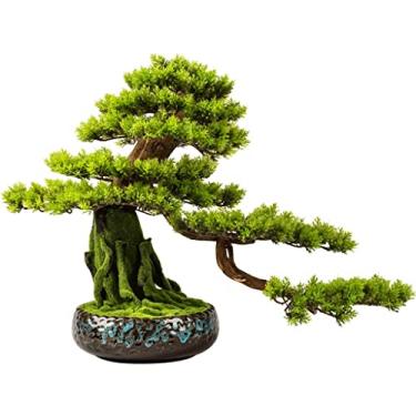 Imagem de Árvore artificial simulação de pinheiro bonsai planta bonsai ornamentos artificiais decoração de bonsai interior sala de estar escritório decoração de mesa árvore falsa