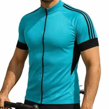 Imagem de Camisa de Ciclismo Masculina MTB Dry Fit UV30 Zíper Frontal Manga Curt