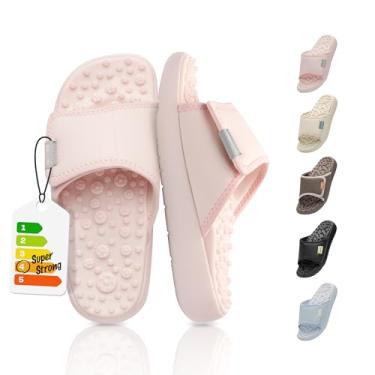 Imagem de BALLOP Mamuring Chinelos de massagem de acupressão para mulheres, sandálias deslizantes, rosa indi, tamanho 40, largo, formal, suporte de arco, leve