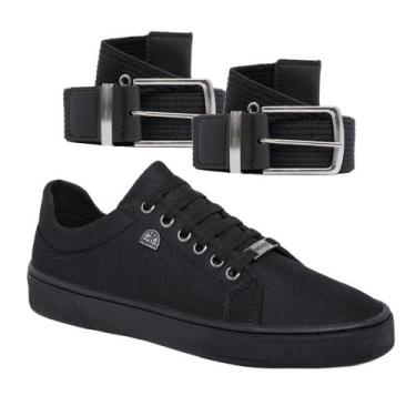 Imagem de Tênis Casual Masculino Slim Confortável Dia a Dia + 2 Cintos Estilosos