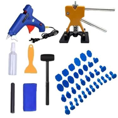 Imagem de Kit de extrator de amassado de carro com 46 peças pequenas ferramentas de remoção de amassados sem pintura para amassados de porta de carro, refrigerador de danos de granizo com extrator e pistola de