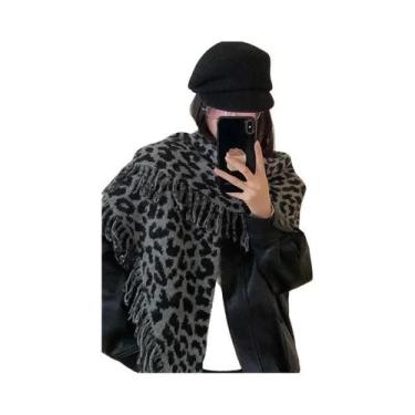 Imagem de Cachecol Triangular Com Estampa De Leopardo Para Mulheres, Quente E Es