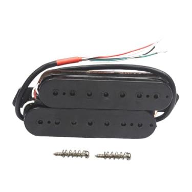 Imagem de KiBcsLic Captador Humbucker de 7 cordas pré-cabeado com saída de 4 fios, parafusos e mola, baixo ruído, profissional, com trastes em leque, Preto 52mm