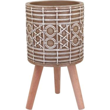 Imagem de Cachepô Resina Vaso Decorativo Enfeite Casa Planta 54x30x30cm Bege