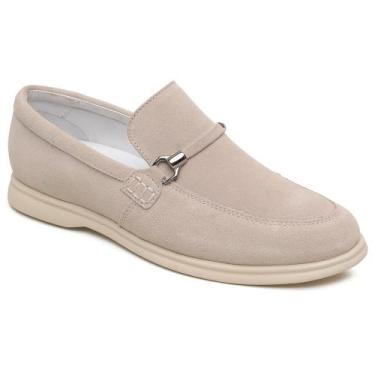 Imagem de Mocassim Loafer Capri Couro Legítimo Macio Conforto Grife Cor:LinhoTam