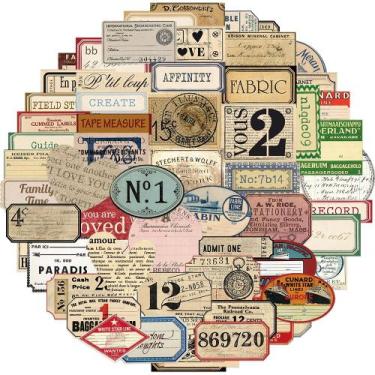 Imagem de Pacote de adesivos, sucata de jornal vintage, 52 unidades à prova d'ág
