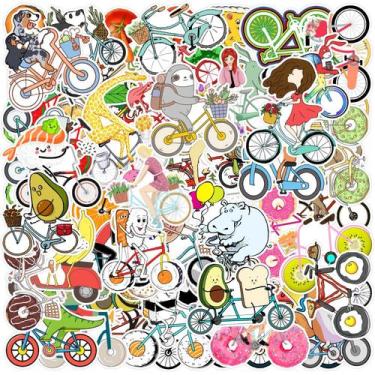 Imagem de Pacote de adesivos Creative Bicycle Theme, 50 unidades de vinil imperm