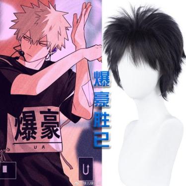 Imagem de Peruca de cosplay My Heros Academias Anime Lolita sintética preta - ta