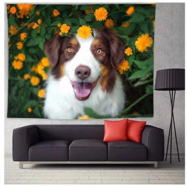 Imagem de Cão de tapeçaria suspenso na parede com flores 150cm x 130cm - yiweisa
