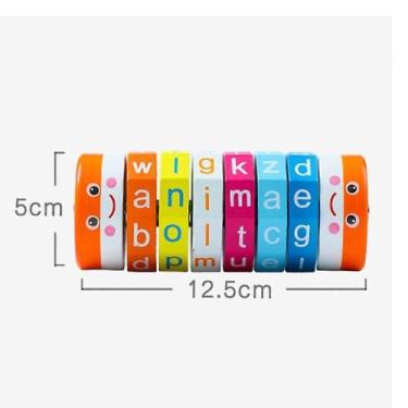 Imagem de Cubo cilíndrico de alfabeto Montessori de madeira para crianças de 3 a