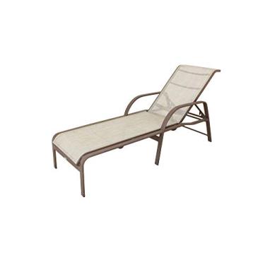 Imagem de Cadeira Chaise Espreguiçadeira de piscina e jardim Tela Sling e alumínio com 5 níveis de inclinação