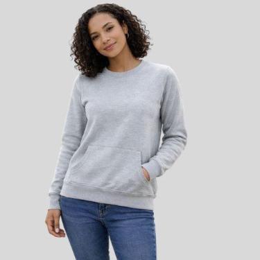 Imagem de Blusão Feminino Moletom Fechado com Bolso Canguru Enfim Malwee, PP, Ci