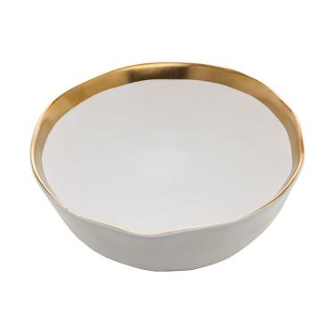 Imagem de Bowl Cumbuca de Porcelana Branco/Dourado Dubai 500ml 15x7cm Wolff