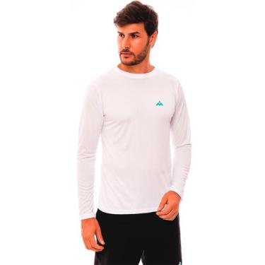 Imagem de Camiseta Masculina Manga Longa Mezul Básica Proteção Solar UV, Branco,