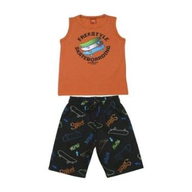 Imagem de Conjunto Infantil Regata Estampa Skateboarding e Bermuda Moletinho 1001343 - Kyly-Masculino