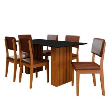 Imagem de Kit Mesa Jantar Santiago 160 Tampo Vidro 6 Cadeiras Córdoba - Loja Doc