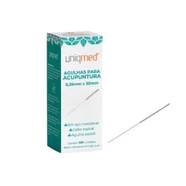 Imagem de Agulha Para Acupuntura 0,25x30mm Caixa C/100 Un - Uniqmed