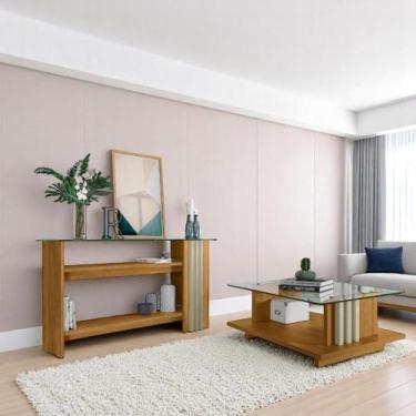 Imagem de Conjunto Aparador Domo Com Prateleira E Mesa De Centro C/ Nicho Cumaru