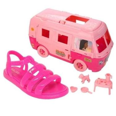 Imagem de Sandalia Menina Barbie Onibus Road Trip Grendene 23071 Rosa Escura Glitter-Feminino