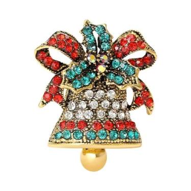 Imagem de Broche De Sino Esmaltado Unissex Feminino De Natal Com Strass E Bengal