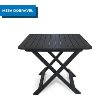 Imagem de Mesa Quadrada Dobrável Plástica Preta 80X72X70Cm - Arqplast