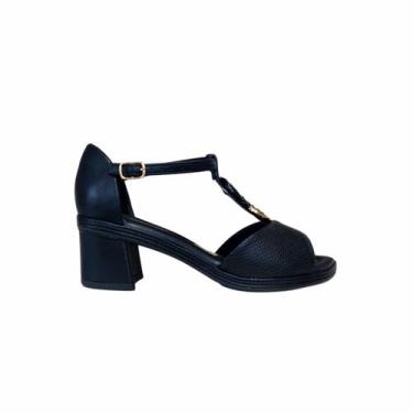 Imagem de Piccadilly Sandalia Feminina Salto Bloco 5 cm Ref. 566078, Preto, 36