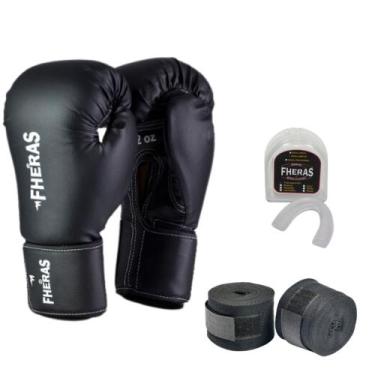 Imagem de Luva Muay Thai Boxe Kit com Bandagem E Protetor Bucal Original Fheras,