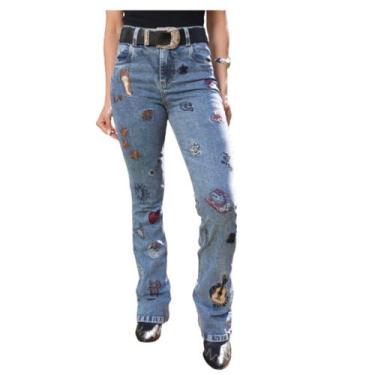 Imagem de Calça Jeans Feminina Flare Bordada Bianca Country City Ref: 40962 Cor: