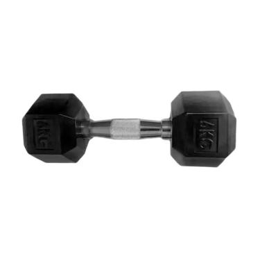 Imagem de Halter Sextavado Injetado com Pegada Cromada 6,0kg em Ferro Fundido para Musculação Anilhas Fitness