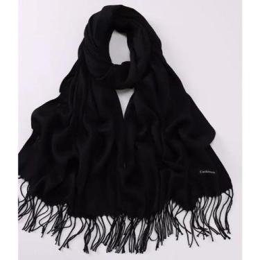 Imagem de Anti-pilling cachecol feminino de inverno com 180g Cor:PretoQUANTIDADE