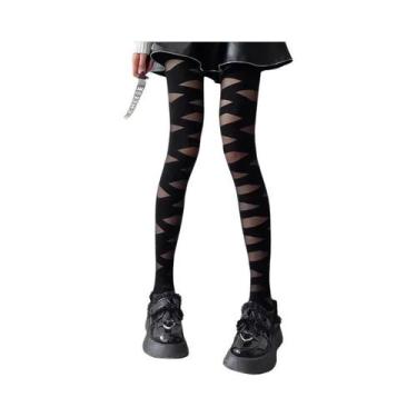 Imagem de Meia-calça Feminina Preta E Branca Semitransparente Estilo Bandagem Gó
