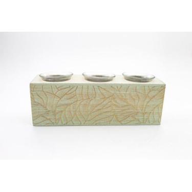 Imagem de Castiçal 3 Copos La Verne Verde MDF 24 cm