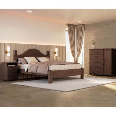 Imagem de Kit Conjunto de Quarto Ouro Café Madeira Maciça de Pinus Café Finestra Móveis