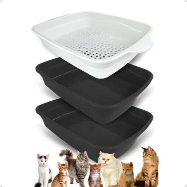 Imagem de Banheiro inteligente para gatos Brinqpet Azul, Preto