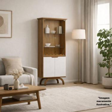 Imagem de Cristaleira Vicenza com 2 Portas de Vidro Cinamomo/Off White