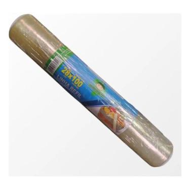Imagem de Rolo Bobina Plástico Papel Filme Pvc 28cm X 100mts Esticável - Sem mar