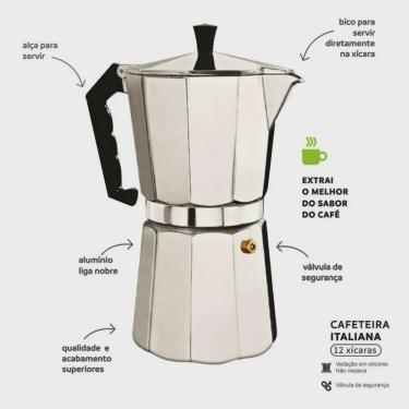 Imagem de Cafeteira Expresso Italiana Alumínio 9 Xícaras 350ml Kehome