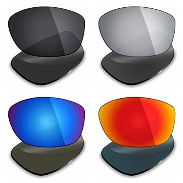 Imagem de Lentes de substituição polarizadas para óculos de sol Oakley Pit Bull da Mryok 4 pares – preto discreto/vermelho fogo/azul gelo/titânio prata