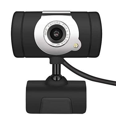 Imagem de SevenDwarf Câmera de computador Live de alta definição com luz e microfone, interface USB 2.0 única, 300.000 pixels sensores, webcam de alta definição, vídeo de conferência, webcam