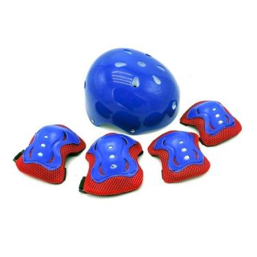 Imagem de Kit Proteção Infantil Azul Turma Aventura Capacete UniToys