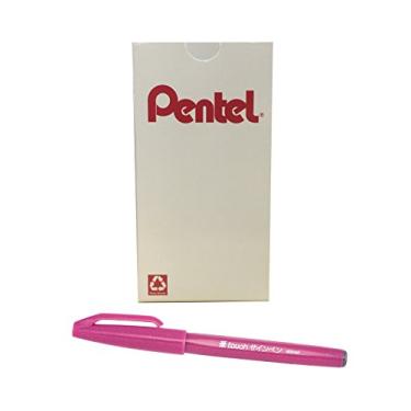 Imagem de Pentel Caneta Touch Artes, ponta de pincel Fude, tinta rosa, caixa com 12 (SES15C-P)