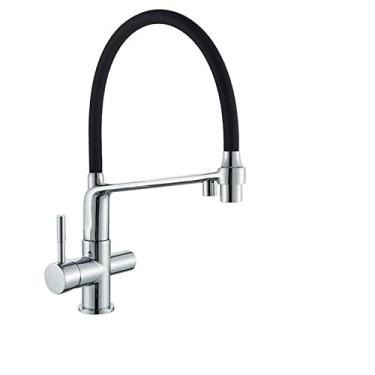 Imagem de Torneira de cozinha de filtro escovado ouro 360 giratório torneiras de água pura para cozinha preto pull down purificação torneira misturadora de água, cromo, china