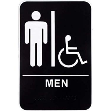 Imagem de Hillman 844148 Placa de banheiro masculina para deficientes com Braille (15,24 x 22,88 cm), 15,24 x 22,88 cm