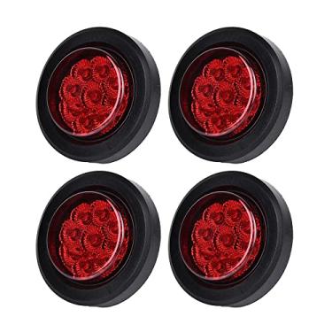Imagem de 2/4 peças de 5 cm redondo de 5 cm luzes de marcação laterais vermelhas 9led luzes marcadoras de painel para-lama, ilhoses e tranças incluídas