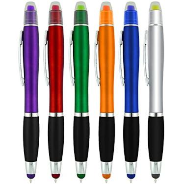 Imagem de Marca-texto bíblico com caneta e caneta Stylus, barril multicolorido, tinta esferográfica preta, marcadores multicoloridos, pacote com 6