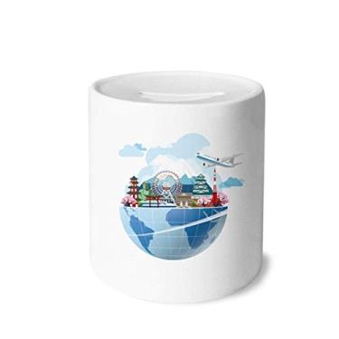Imagem de DIYthinker Travel Journey Japan Fuji Sakura Plane Money Box Saving Banks Ceramic Coin Case Kids Adults