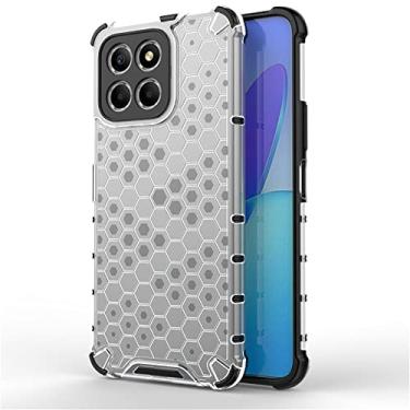 Imagem de Capas de telefone transparentes com design de estilo de forma de favo de mel compatíveis com (branco, para Honor X8 5G)