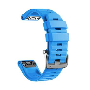 Imagem de WIKUNA Pulseira de relógio de liberação rápida de silicone para Garmin Fenix 7X 7 6X Pro Watch Pulseira Easyfit 26 22MM Pulseira (Cor: Azul celeste, Tamanho: para Approach S60 S62)