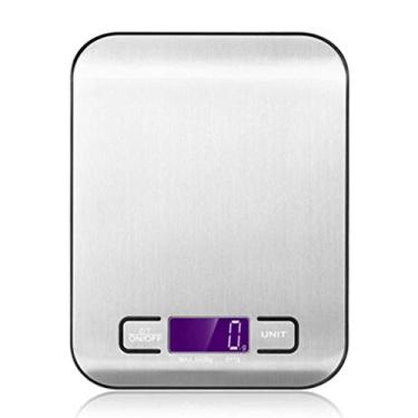 Imagem de Balança eletrônica digital para cozinha de 5kg / 1g, balança para alimentos com display LCD função de tara para escola em casa, branca